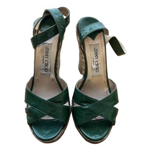 Pre-owned Jimmy Choo Leather Espadrilles In Turquoise