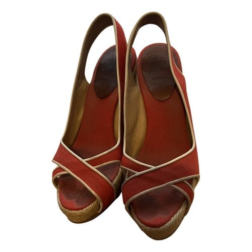 Pre-owned Christian Louboutin Cloth Espadrilles In Red