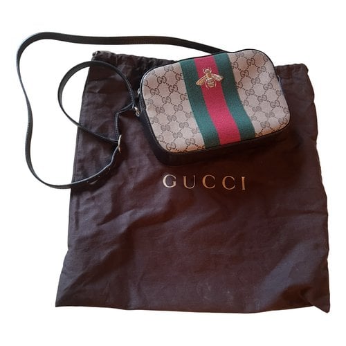 Pre-owned Gucci Bree Cloth Crossbody Bag In Brown