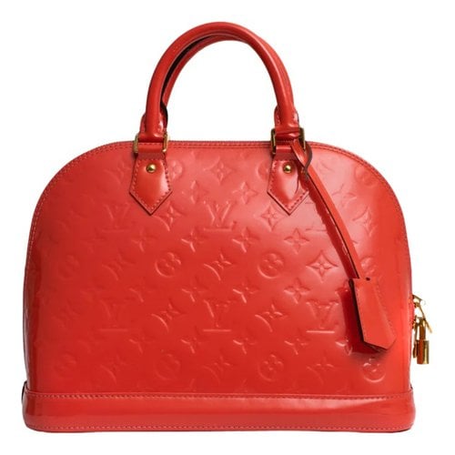Pre-owned Louis Vuitton Alma Patent Leather Handbag In Orange