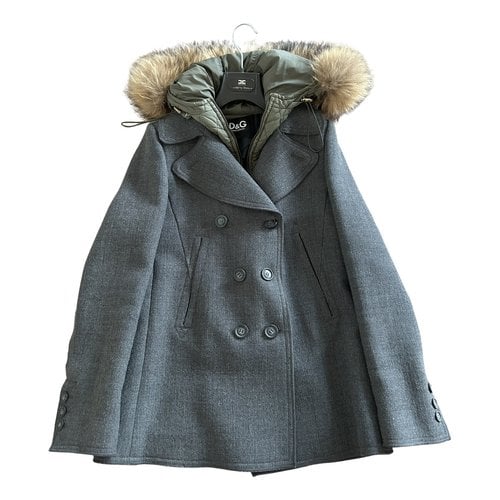 Pre-owned D&g Wool Coat In Grey