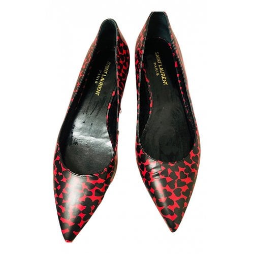 Pre-owned Saint Laurent Leather Ballet Flats In Red