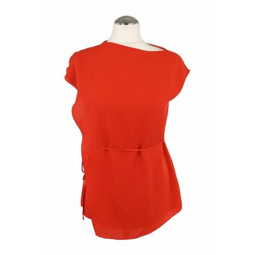 Pre-owned Theory Silk Blouse In Red