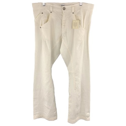 Pre-owned Moschino Linen Trousers In White