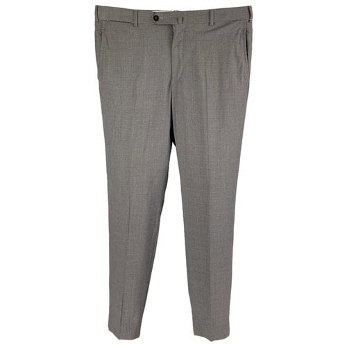 Pre-owned Isaia Wool Trousers In Grey