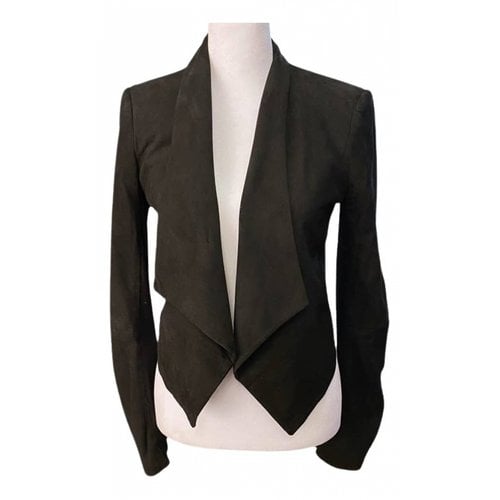 Pre-owned Alice And Olivia Leather Blazer In Black