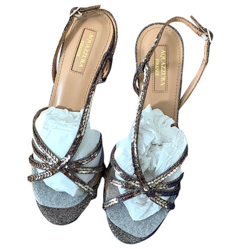 Pre-owned Aquazzura Glitter Sandals In Metallic