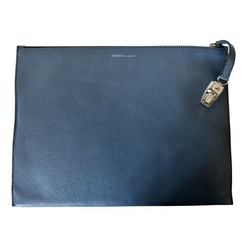 Pre-owned Agnona Leather Clutch Bag In Blue