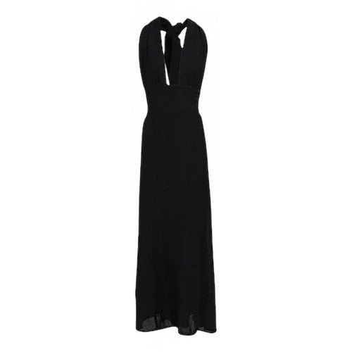 Pre-owned Faithfull The Brand Linen Maxi Dress In Black