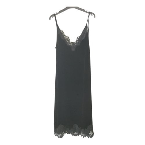 Pre-owned Sandro Velvet Mid-length Dress In Black
