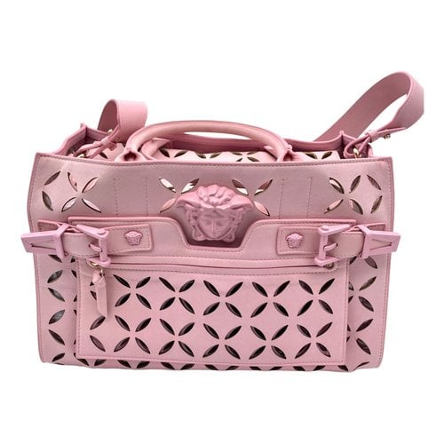 Pre-owned Versace Leather Tote In Pink