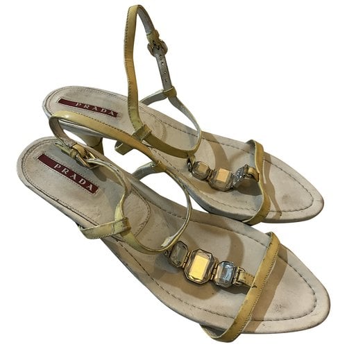 Pre-owned Prada Patent Leather Sandals In Yellow