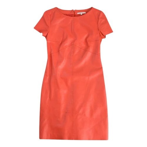 Pre-owned Carven Leather Mid-length Dress In Orange