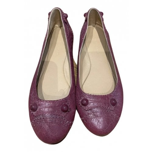 Pre-owned Balenciaga Leather Ballet Flats In Purple
