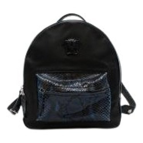 Pre-owned Versace Leather Backpack In Black