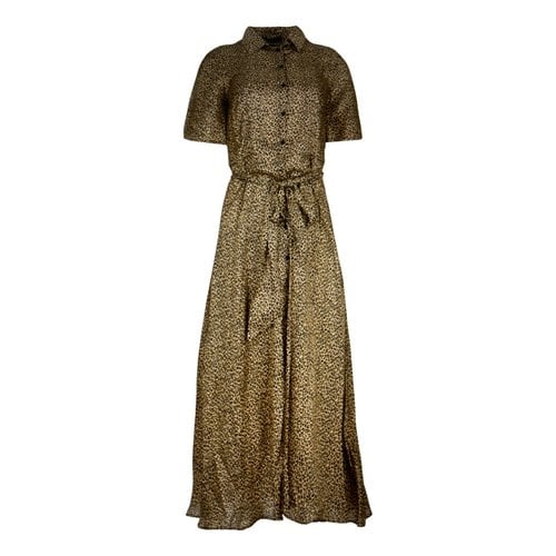 Pre-owned Set Silk Mid-length Dress In Camel