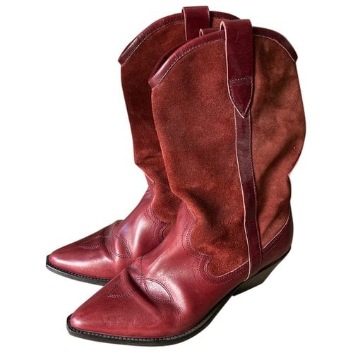 Pre-owned Isabel Marant Ankle Boots In Burgundy