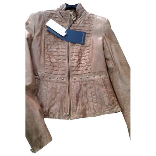 Pre-owned Class Cavalli Leather Jacket In Beige