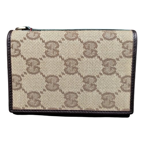 Pre-owned Gucci Cloth Card Wallet In Brown