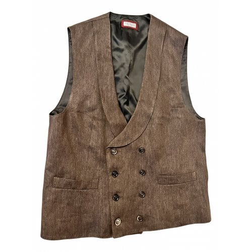 Pre-owned Brunello Cucinelli Linen Vest In Brown
