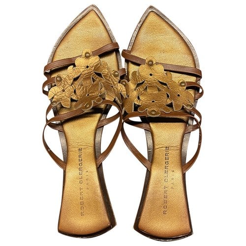 Pre-owned Robert Clergerie Leather Mules In Gold