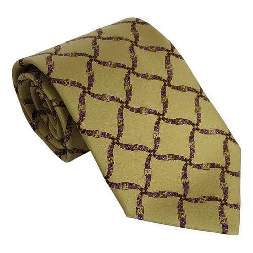 Pre-owned Fendi Silk Tie In Green