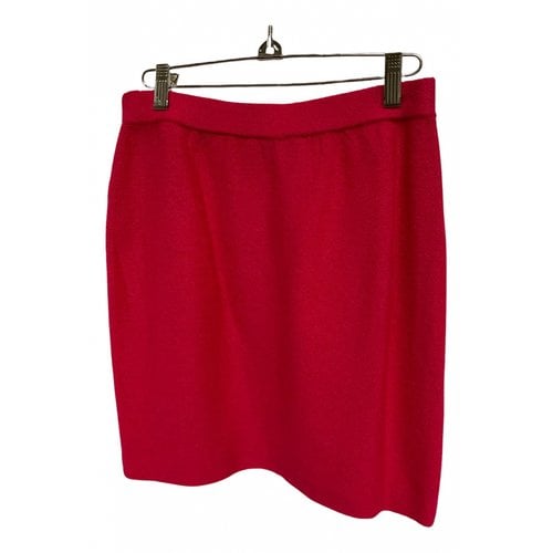 Pre-owned St John Wool Mini Skirt In Pink
