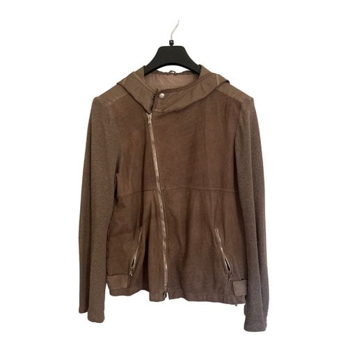 Pre-owned Dacute Leather Jacket In Brown