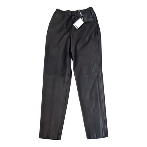 Pre-owned Hugo Boss Leather Straight Pants In Black