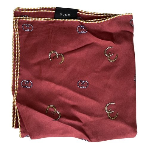 Pre-owned Gucci Silk Handkerchief In Burgundy