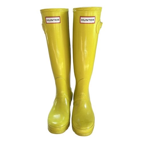 Pre-owned Hunter Wellington Boots In Yellow