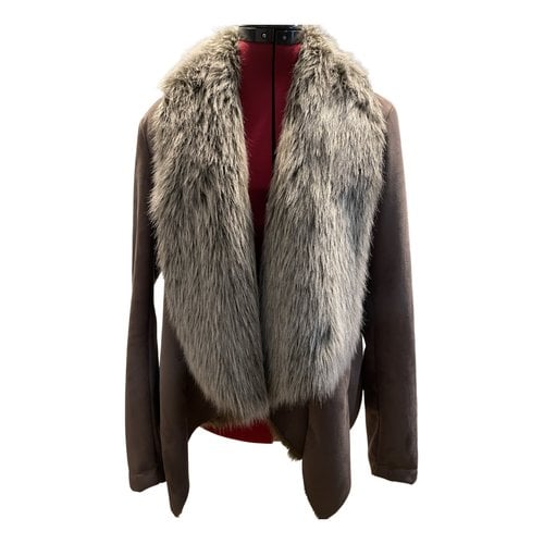 Pre-owned Bcbg Max Azria Faux Fur Jacket In Brown