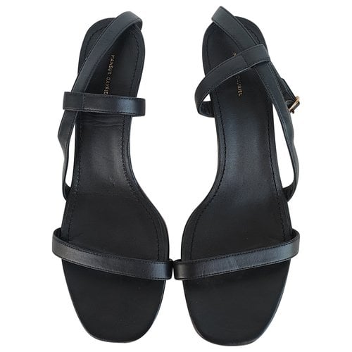 Pre-owned Mans Leather Sandal In Black