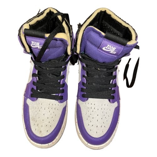 Pre-owned Jordan Leather Low Trainers In Purple