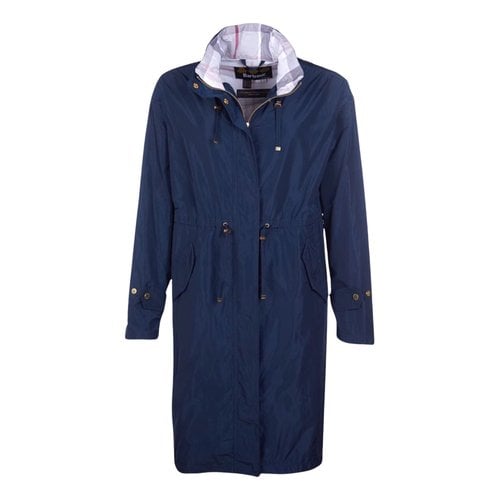 Pre-owned Barbour Trench Coat In Navy