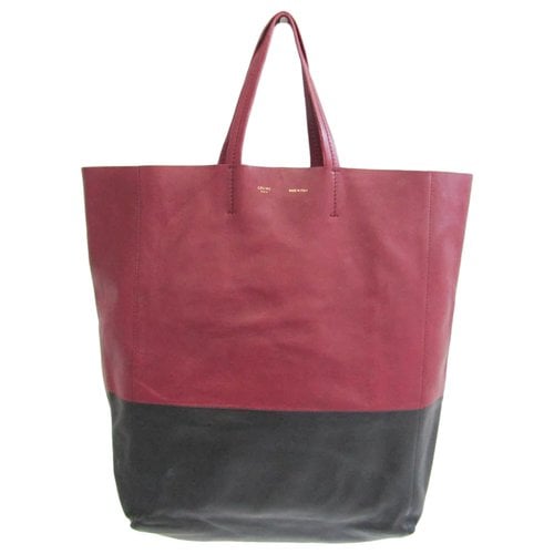 Pre-owned Celine Cabas Horizotal Leather Tote In Burgundy