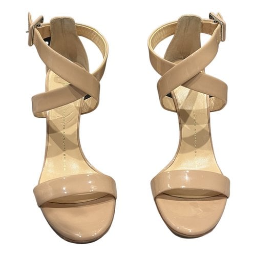 Pre-owned Giuseppe Zanotti Patent Leather Sandals In Beige