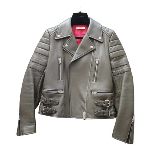 Pre-owned Celine Leather Jacket In Grey