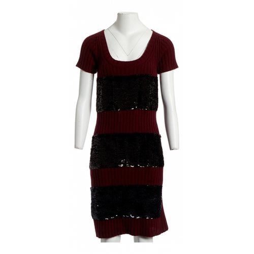 Pre-owned Louis Vuitton Cashmere Mini Dress In Burgundy