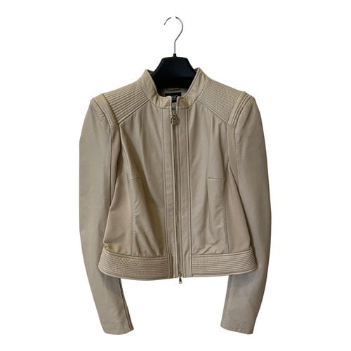 Pre-owned Liujo Leather Jacket In Beige