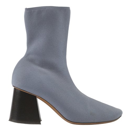 Pre-owned Celine Leather Ankle Boots In Blue