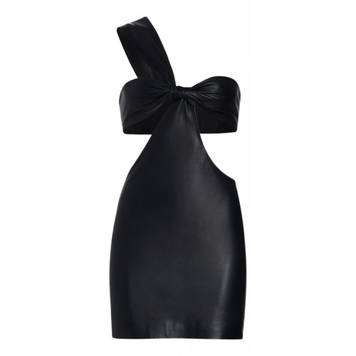 Pre-owned Zeynep Arcay Leather Mini Dress In Black