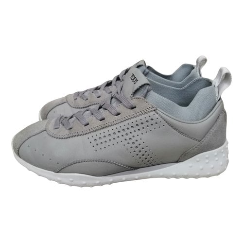 Pre-owned Tod's Leather Trainers In Grey