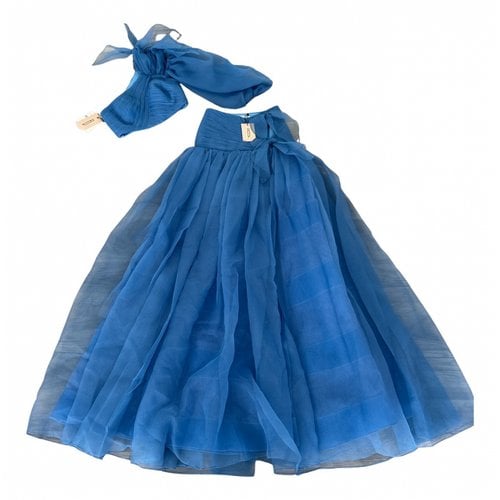 Pre-owned Raisa Vanessa Maxi Skirt In Blue
