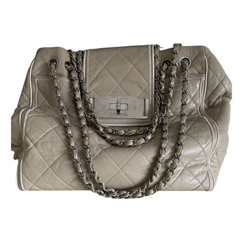 Pre-owned Chanel 2.55 Leather Crossbody Bag In Beige