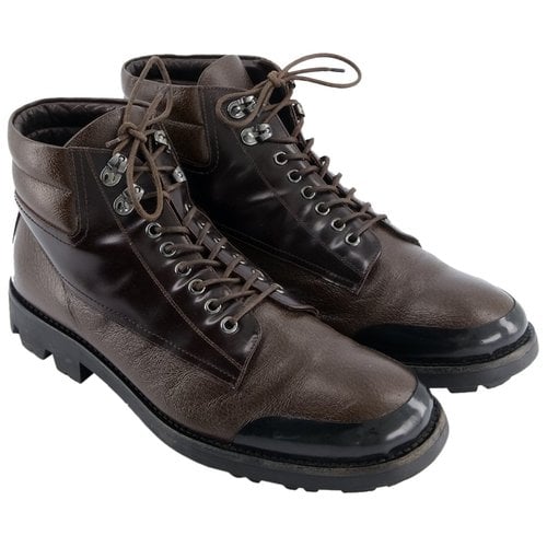 Pre-owned Giorgio Armani Leather Boots In Brown