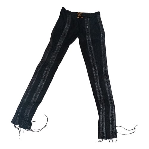 Pre-owned Emilio Pucci Leather Slim Pants In Black
