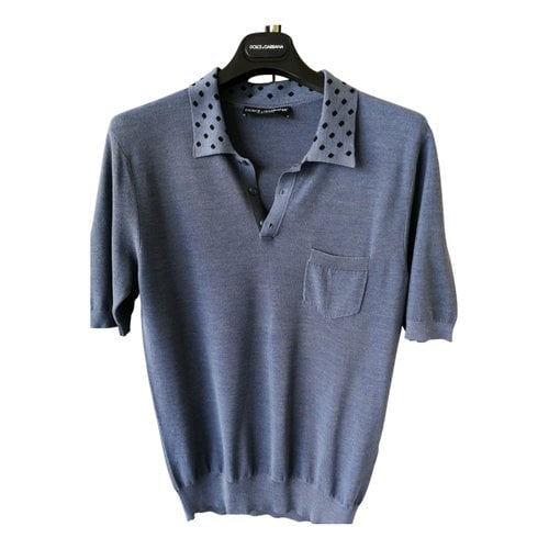 Pre-owned Dolce & Gabbana Silk Polo Shirt In Blue