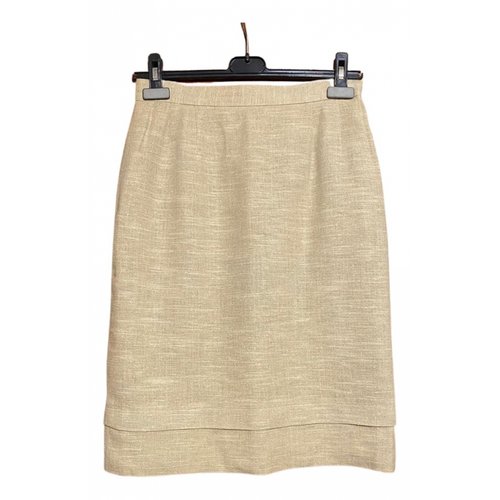Pre-owned Pierre Balmain Linen Skirt In Beige