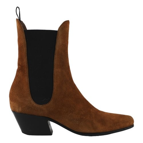 Pre-owned Khaite Leather Ankle Boots In Brown